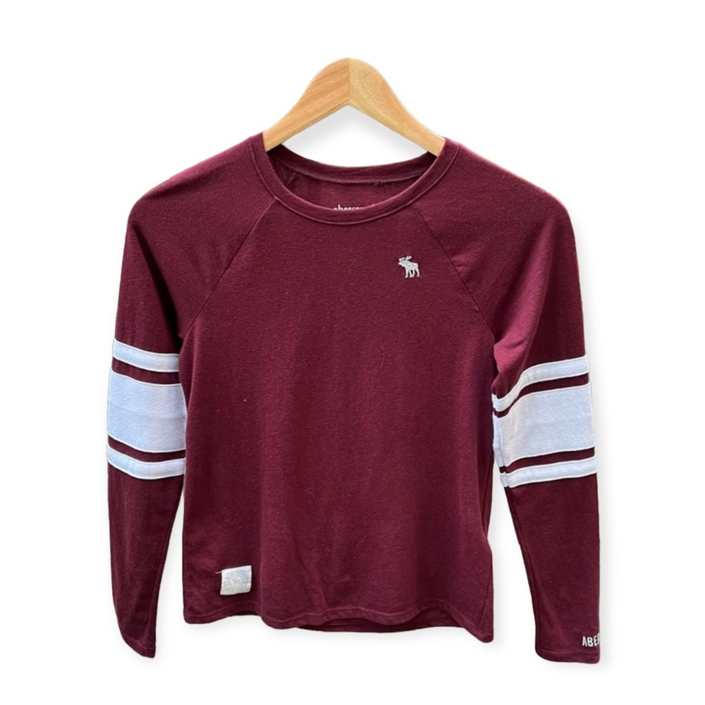 PRICE FIRM Abercrombie Kids Girls Long-Sleeve Burgundy Tee Size 9/10